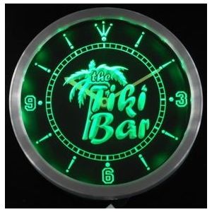 Nc0385 De Tiki Bar Palm Tree Beer Neon Light Signs Led Wandklok