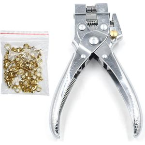 Klinknagels Oogje Perforator Hand Tangen Belt Gaten Geponst Ponsen Tang Hole Tang Tool met 100 pcs Druk Oogjes grommets