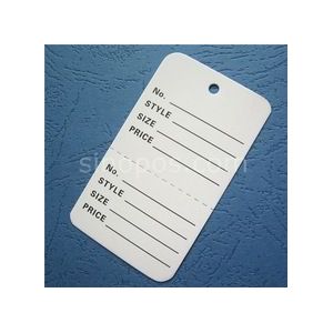 2-Parts Geperforeerde Prijskaartjes Wit, kleding inventaris coupon ticket verpakking label size papier karton controle hang tag