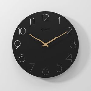 Vintage Elegantie Hout Print Ronde Wandklok Stille Muur Horloge Batterij Operated Quartz Analoge Quiet Desk Clock Voor Home