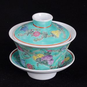 Jingdezhen Fabriek Gemaakt Porselein Handgeschilderde Witte Meloen Vlinder Cover Kom Thee Kom