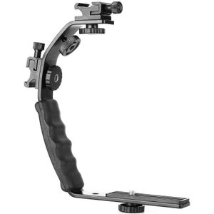 Camera L Bracket Mount Video Grip L-Beugel Dual Flash Koude Schoen Mount 1/4 Inch Statief Schroef, zware Gewatteerde Handgreep Dslr C