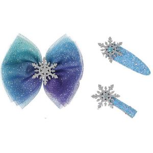 Kerst Sneeuwvlok Haaraccessoires Crystal Hair Clips Voor Vrouwen Winter Hair Ties Meisjes Haarspelden Blauw Haar Scrunchies