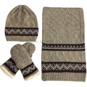 Wol mannen Hoeden Sjaals Handschoenen driedelige Warm Herfst Winter Mannen Knit Sjaal, hoed en Handschoen Sets