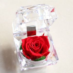 Romantische Roos Ring Box Bloem Eeuwige Rose Bloem Bruiloft Voorstellen Engagement Valentine Dag Box Verpakking Sieraden Case
