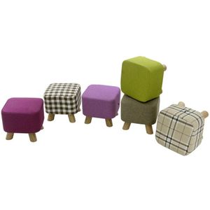 Houten Vierkante Kruk Woonkamer Kids Sofa Bench Dragen Schoenen Krukken Thuis Doek Art Voet Kruk