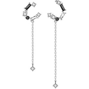 Thaya 100% Solid 925 Zilveren Dangle Earring Piano Sleutel Biack & White Crystal Voor Vrouwen Ear Luxe fijne Sieraden