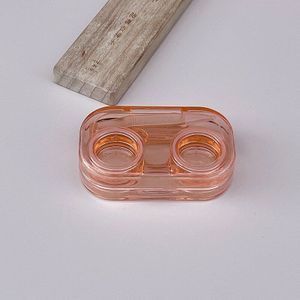1Ppcs Retro Kleur Transparant Contactlenzen Case Vrouwen Leerlingen Mini Flip Gekleurde Eye Contacten Lens Container Reizen Set