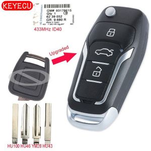 Keyecu Verbeterde Flip Afstandsbediening Autosleutel Fob 3 Button 433Mhz ID40 Chip Voor Opel Astra G / Zafira B 1998-2004 6239052