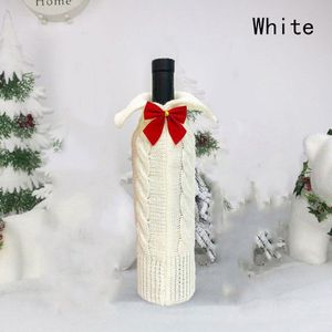1Pc Wijn Fles Trui Cover Bag Kerstman Gebreide Hoed Xmas Thuis Diner Party Decor Rode Wijn Fles Zakken