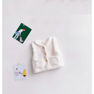 Koreaanse Stijl Winter Baby Meisje Jongen Vest V-hals Fleece Mouwloze Wit Bruin Vest Dikke Jas Kinderen Warme Kleren E3150
