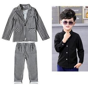 Plaid Formele Pak Voor Jongens Blazer Broek Kinderen Wedding Suits Smoking Kids Jurken Party Outfits Lente Baby School Kleding