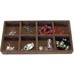 Fluwelen Draagbare Sieraden Display Lade 8 Grids Voor Ring Oorbellen Houder Container Sieraden Organizer Box