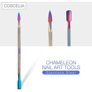1 Pc Zilver Dual-Ended Single-Ended Rvs Driehoek Staaf Uv Gel Remover Cuticle Pusher Nail Art tool