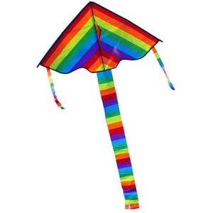 Kleurrijke Regenboog Kite Lange Staart Nylon Outdoor Vliegers Vliegen Speelgoed Fun Sport Game Driehoek Kite Voor Kinderen Kids Play Toys
