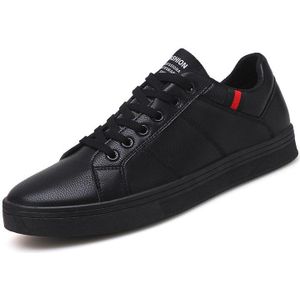 Ot Verkoop Mode Mannelijke Casual Schoenen Alle Zwarte Mannen Lederen Casual Sneakers Zwart Wit Flats Shoes777
