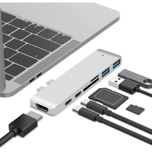7in1 Dual USB-C Om Tf Sd Kaartlezer Usb 3.0 Otg Dock 4K Hdmi Charger Bar Hub Adapter Voor macbook 11-15 "Pro/Air -Nu