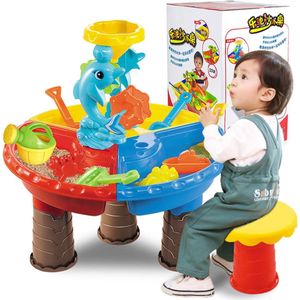 Baby Kids Grappige Strand & Zand Speelgoed Set Regenboog-Kleur Zandbak Speelgoed Kind Outdoor Veilig Spelen Tafel Kruk activiteit Zomer