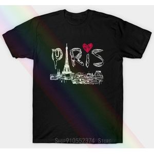 Parijs Frankrijk Eiffeltoren Gif Cool Unisex T-shirt Grafische Unisex T-shirt Mannen Zwart Cot