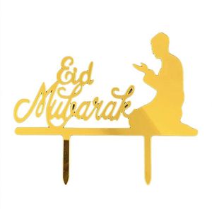 5Pcs Glitter Eid Mubarak Cupcake Toppers Ramadan Festival Islamitische Moslim Partij Decoratie Taart Vlaggen Stok