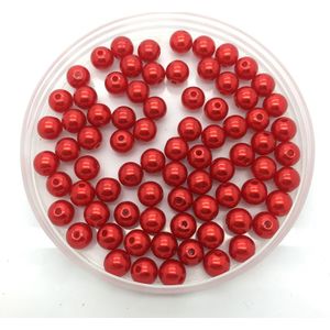 4/6/8/10mm Rode Acryl Parel Ronde Spacer Losse Kralen mode-sieraden Accessoire Kledingstuk Kralen #08