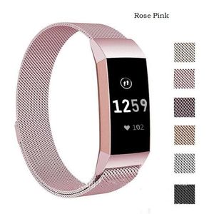 L Rvs Magnetische Polsband Armbanden Voor Fitbit Lading 3 Vervanging Horloge Milanese Strap Bands Voor Fitbit Charge3