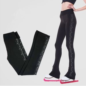 Figuur Schaatsen Broek Vrouwen Meisjes Ijs Broek Zwart Spandex Rekbare Schaatsen Slijtage Effen Gekleurde Strass Tieners Sport Kid