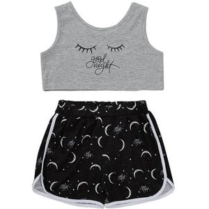 Kids Baby Meisjes 2 Stuk Outfit Set Brief Afdrukken Tank Top + Shorts Set Voor kinderen Meisjes Zomer Wholeslae