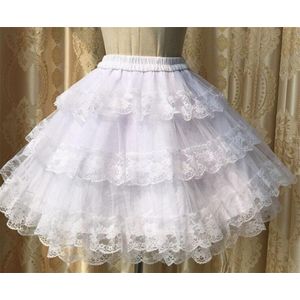 Zoete Witte/Zwarte Cosplay Rok Drie Lagen Kant Lolita Petticoat/Tutu Rok B358