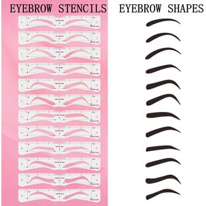 10/12/14Pcs Wenkbrauw Stencil Grooming Shaper Template Make Stickers Card Herbruikbare Eye Brow Cosmetische tool Voor Vrouwen
