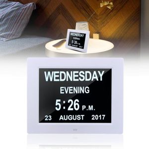 8 ""LED Grote Tijd Wandklok Met Digitale Wandklok Tijd Kalender Dag Week Maand Jaar Kalender Nachtlampje Voor thuis Woonkamer