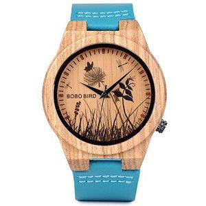 BOBO VOGEL Horloge Mannen Houten Levensechte Print Dial Gezicht Quartz Horloges Mode 3D Visuele Uurwerken als relogio masculino