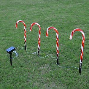 1/2/4/5 Pcs Zonne-energie Kerst Candy Cane Solar Lights Outdoor Warme Solar Gazon Lamp Led tuin Pathway Yard Gazon Licht