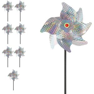 8 Set Plastic Windmolen Reflecterende Vogel Repellen Pinwheel Hoge Reflectie Wind Spinner Kids Speelgoed Tuin Gazon Party Decor