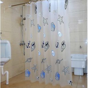 Transparante Douchegordijnen PEVA Cartoon Shell Zeester Gedrukt Plastic Waterdichte Moldproof Home Hotel Badkamer Decor