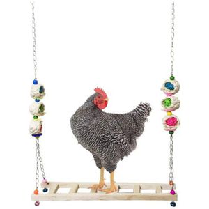 Kip Swing Natuurlijke Frosted Houten Kleurrijke Speelgoed Kippenhok Accessoire Dierbenodigdheden Voor Papegaai Hens Handgemaakte Vogel Swing Vogel