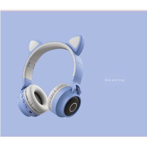 BT-028C Kat Ear Hoofdtelefoon Bluetooth 5.0 Noise Cancelling Volwassenen Kids Meisje Headset Ondersteuning Tf-kaart Fm Radio Mic Wirless