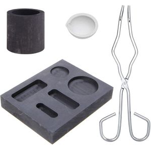 4Pcs Grafietsmeltkroes Set, baarvorm Set Hoge Zuiverheid Graphite Fakkel Smelten Casting Kit Voor Non-ferro Metalen, Goud