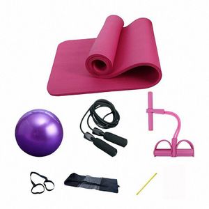 4 Stuk Yoga Pilates Set Kit 10 Mm Dik Nbr Yoga Mat 25 Cm Pilatus Bal Jump Rope Yoga Mat set Thuis Training Oefening Apparatuur