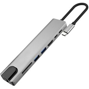 8 In 1 Type-C Hub Docking Station 4K Hdmi Netwerkkaart Pd Notebook Multifunctionele Docking station USB-C Hub Voor Pc
