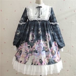 Meisjes Lolita Jurk Vrouwelijke Kawaii Prinses Kleding Tienermeisjes Sweet Party Kostuums Schattige Afdrukken Rollenspel Vestidos Voor Vrouwen