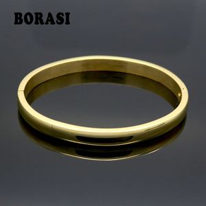 Eenvoudige Gladde Paar Sieraden Rose Goud Kleur Lover Bangle Plain Rvs Armbanden En Armbanden Voor Mannen Vrouwen Aanwezig