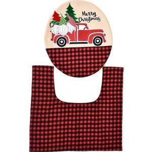 2 Stks/set Premium Plaid Doek Kerst Toilet Seat Cover Badkamer Accessoires Versieren Badkamer Klassieke Kerst Bloem