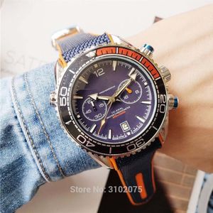 Top Luxe Horloge Mannen Zee-Ocean Master Aaa Lichtgevende Lederen Sport Pols Watche Functie Quartz Horloge 3bar waterdicht