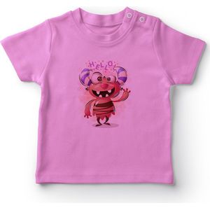 Angemiel Baby Leuke Twee Gehoornde Monster Meisje Baby T-shirt Roze