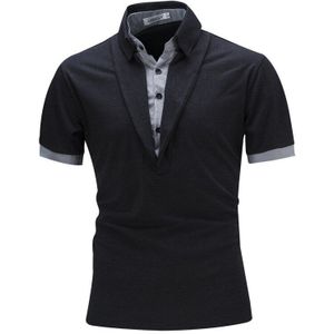 ZOGAA Heren Polo Shirt Heren Business Casual Pure Kleur Polo Shirt Korte Mouw Knop Katoen Revers Polo tops