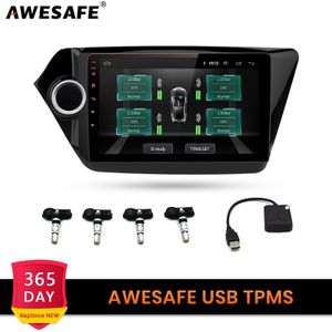 Awesafe Usb Bandenspanning Monitoring Alarmsysteem Android Navigatie Tpms Met 4 Interne Sensoren Voor Auto Dvd-speler Navigatie