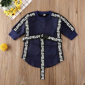 Kids Baby Meisje Kleding Met Lange Mouwen Sweatshirt Rechte Jurk Met Riem Herfst Baby Peuter Casual Outfits 1-5T