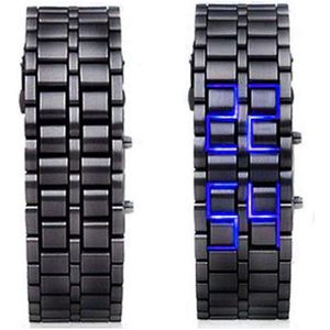 Man Vogue Lava Style Led Digitale Horloge Met Sluiting Metalen Band XRQ88