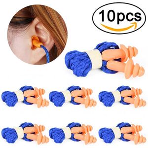 10/20Pcs Zachte Siliconen Snoer Oordoppen Herbruikbare Gehoorbescherming Oordoppen